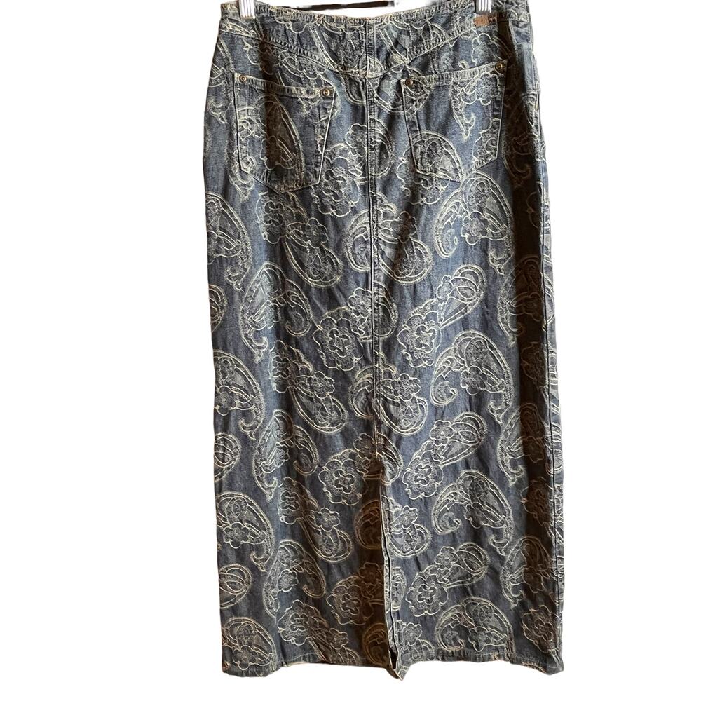 Vintage Liz Claiborne Petite Floral Blue Denim Skirt 8 Petite - Picture 7 of 11